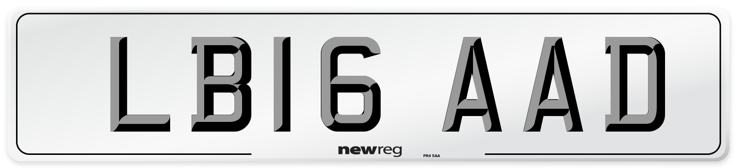 LB16 AAD Number Plate from New Reg